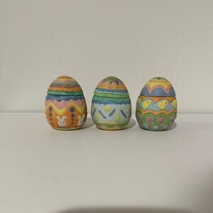 ABC Ceramic Easter Egg Candle Holders Pastel set of 3